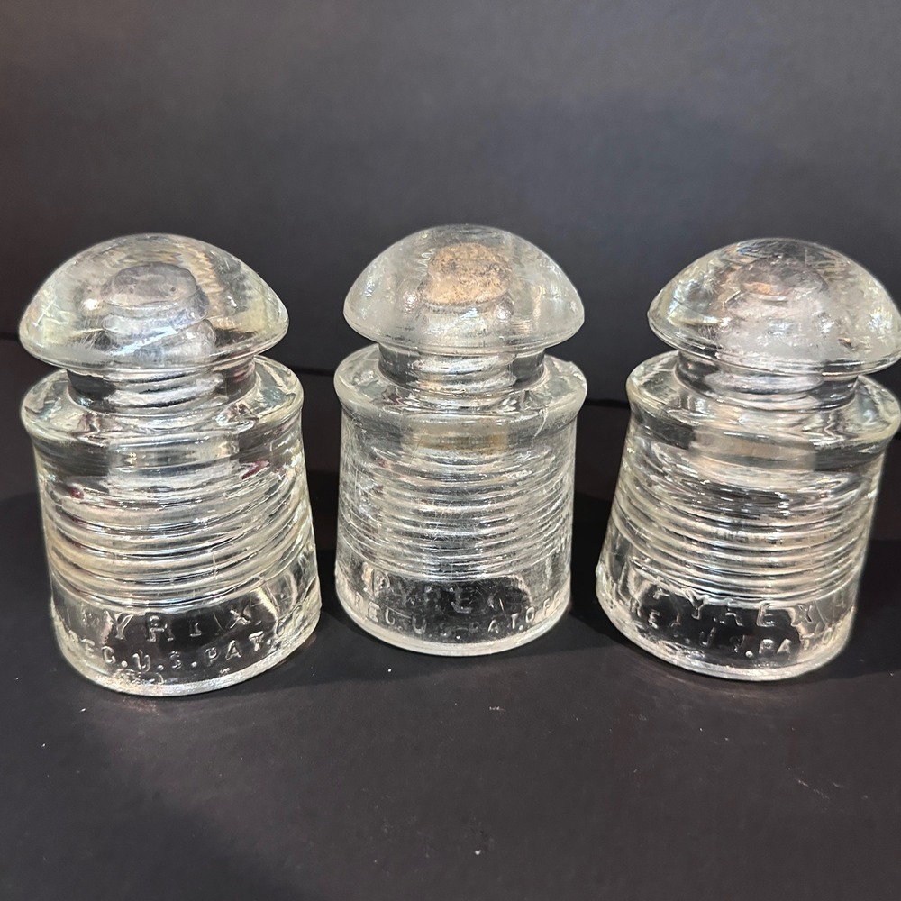 Pyrex Clear Glass Insulators Lot Vintage Industrial Antique Rustic Home Decor